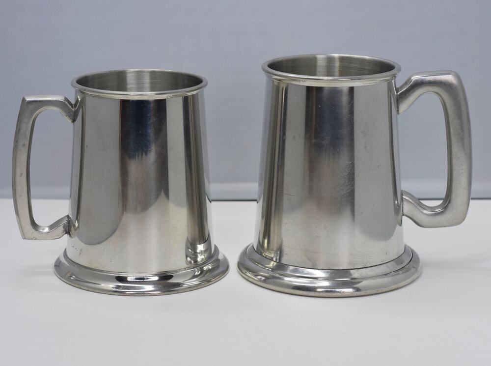 Leonard Eales Sheffield English Pewter Tankard 1779 Made in England - Set of 2